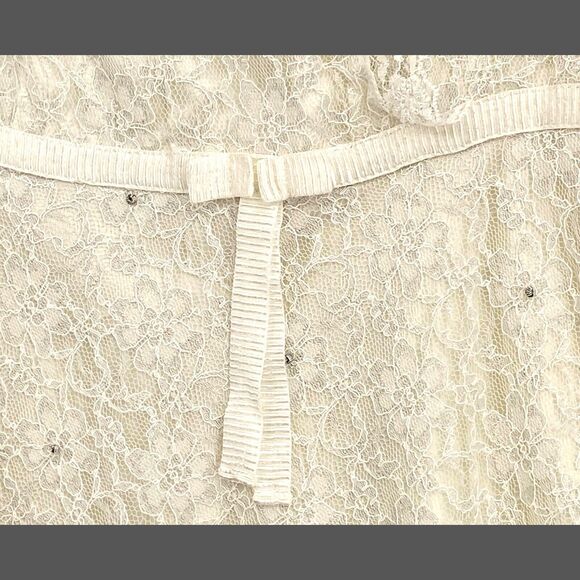 Lace Prom Party Dress S/M White Midi Rhinestone Bead Fairy Western Babydoll NWT - Picture 9 of 12